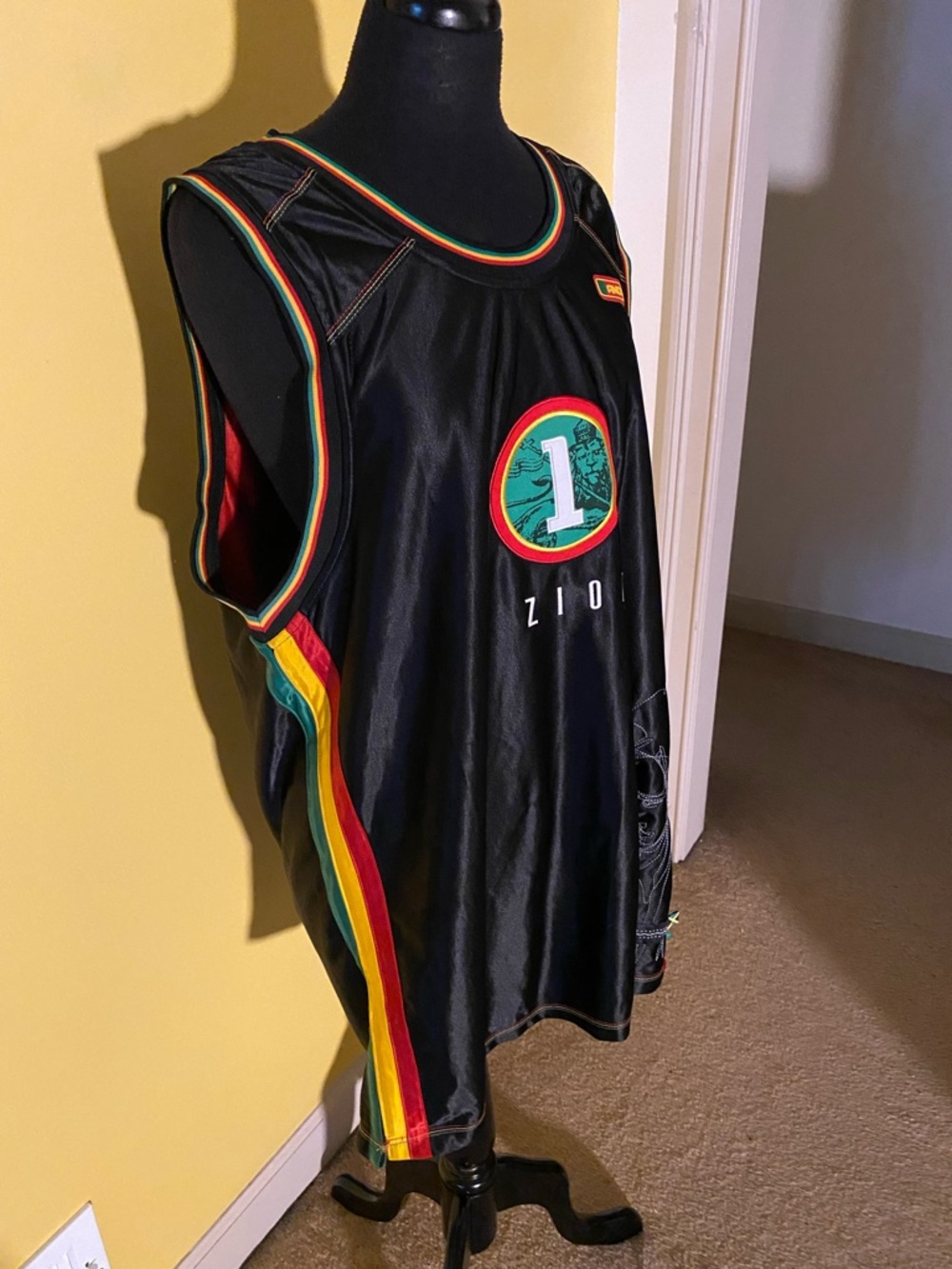 AND1 Black Marley Zion Rasta Stripe Basketball Jersey